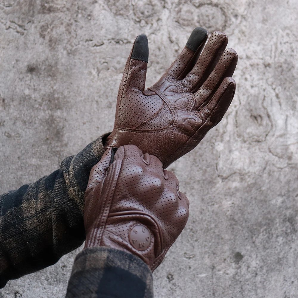 Leather Motorcycle Gloves Men Women Touch Screen Motorcyclist Riding Gloves Retro Breathable Motorbike Motocross Gloves Yellow Leather Motorcycle Gloves Men Women Touch Screen Motorcyclist Riding Gloves Retro Breathable Motorbike Motocross Gloves Yellow