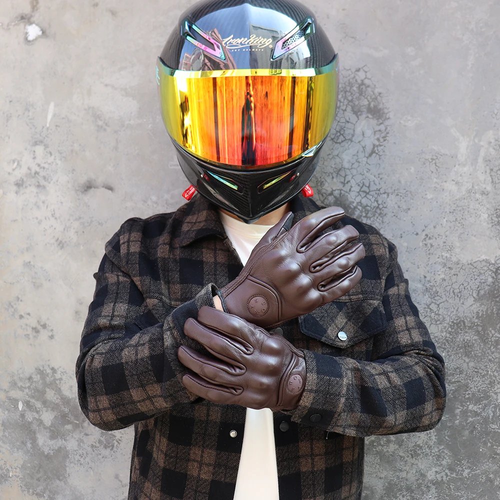 Leather Motorcycle Gloves Men Women Touch Screen Motorcyclist Riding Gloves Retro Breathable Motorbike Motocross Gloves Yellow Leather Motorcycle Gloves Men Women Touch Screen Motorcyclist Riding Gloves Retro Breathable Motorbike Motocross Gloves Yellow