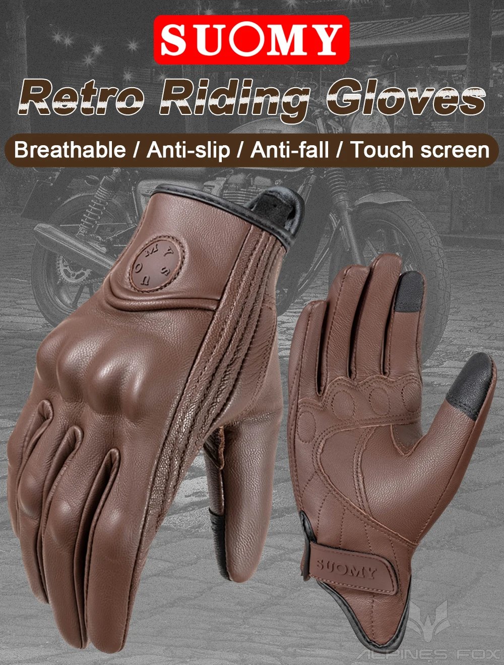 Leather Motorcycle Gloves Men Women Touch Screen Motorcyclist Riding Gloves Retro Breathable Motorbike Motocross Gloves Yellow Leather Motorcycle Gloves Men Women Touch Screen Motorcyclist Riding Gloves Retro Breathable Motorbike Motocross Gloves Yellow