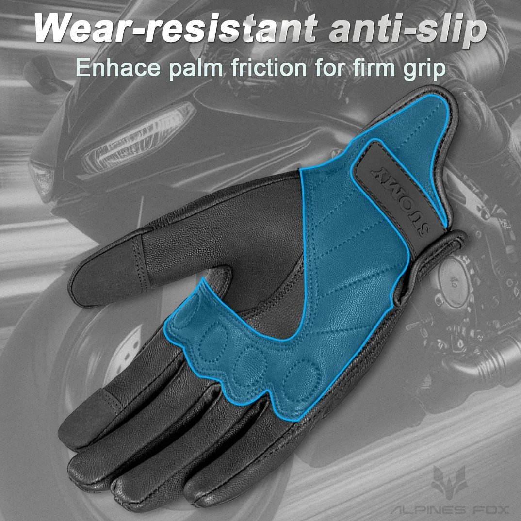 Leather Motorcycle Gloves Men Women Touch Screen Motorcyclist Riding Gloves Retro Breathable Motorbike Motocross Gloves Yellow