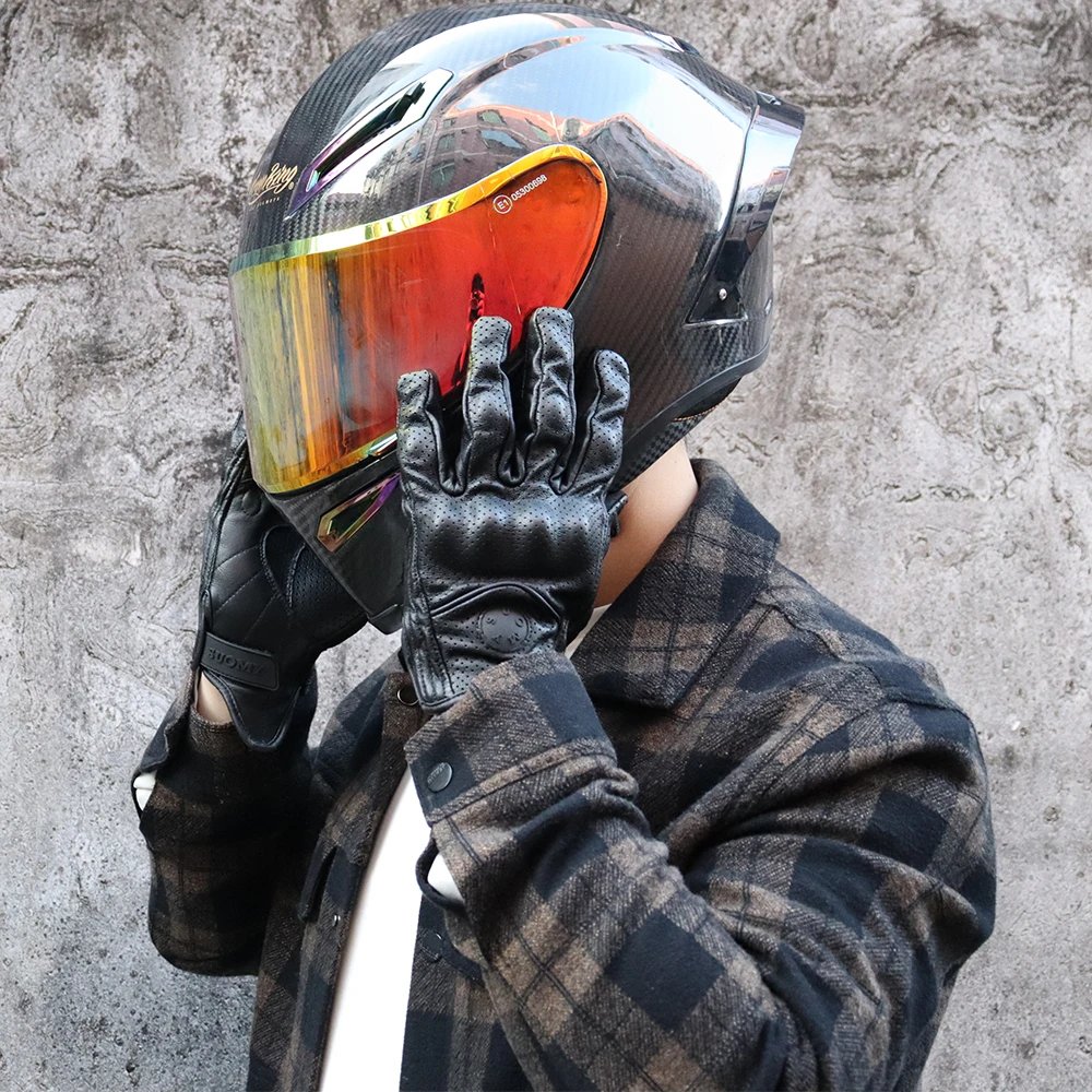 Leather Motorcycle Gloves Men Women Touch Screen Motorcyclist Riding Gloves Retro Breathable Motorbike Motocross Gloves Yellow Leather Motorcycle Gloves Men Women Touch Screen Motorcyclist Riding Gloves Retro Breathable Motorbike Motocross Gloves Yellow