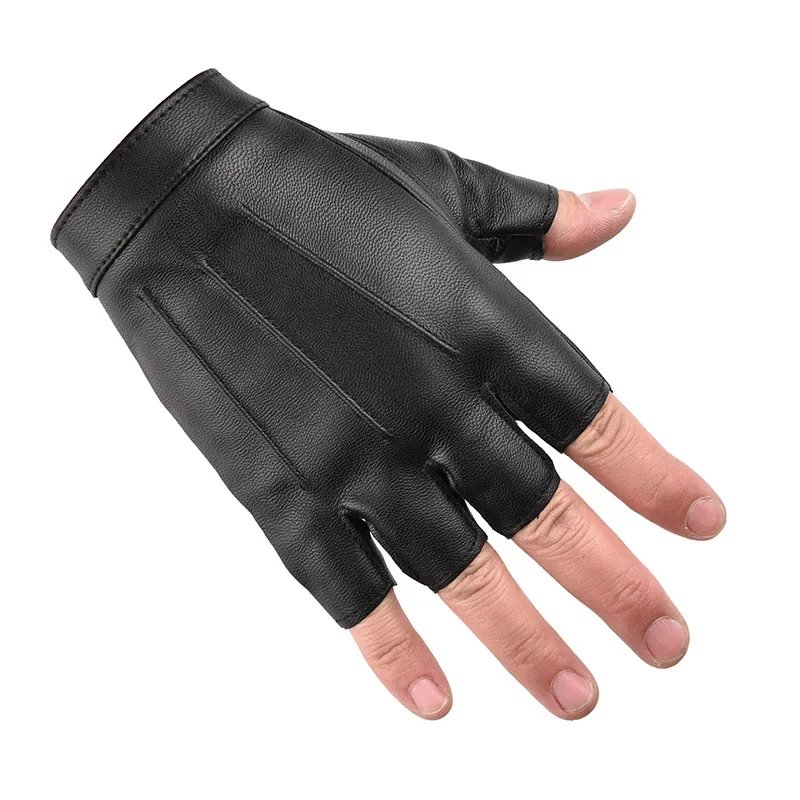 Motorcycle Gloves Men's Leather Half Finger Gloves Motorcycle Breathable Women's Touch Screen Mountain Bike Fitness