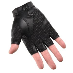 Motorcycle Gloves Menās Leather Half Finger Gloves Motorcycle Breathable Womenās Touch Screen Mountain Bike Fitness