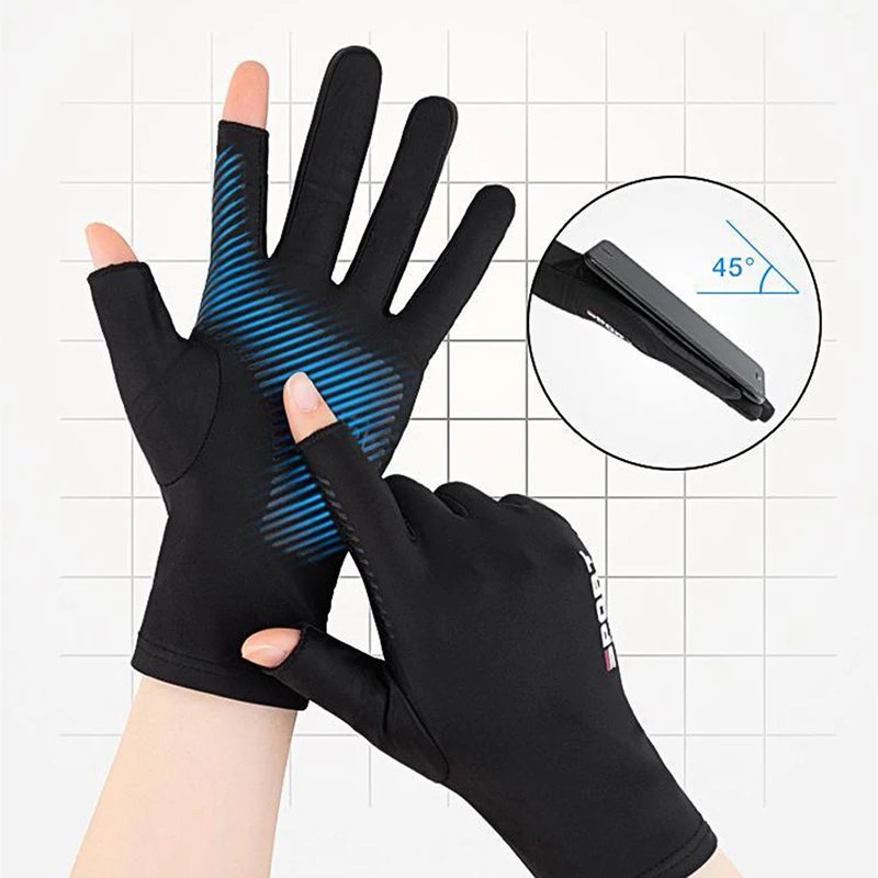1 Pair Outdoor Sport Sun Protection Fishing Driving Gloves Touch Screen Thin Anti Uv Protective Gear Motorcycle Racing Gloves