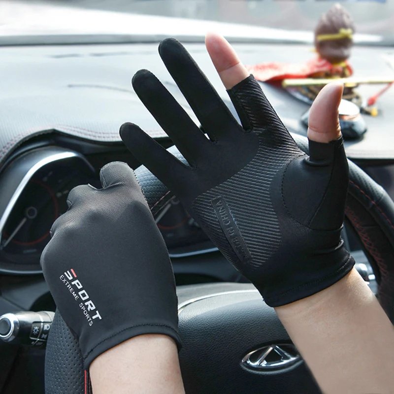 1 Pair Outdoor Sport Sun Protection Fishing Driving Gloves Touch Screen Thin Anti Uv Protective Gear Motorcycle Racing Gloves