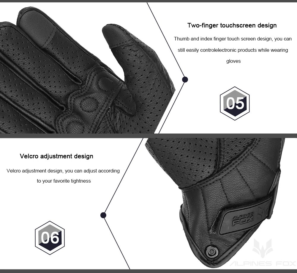Vintage Genuine Leather Perforated Motorbike Gloves Men Women Retro Summer Breathable Motorcycle Motocross Racing Street Gloves