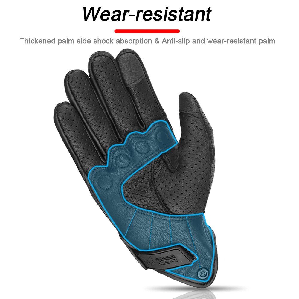 Vintage Genuine Leather Perforated Motorbike Gloves Men Women Retro Summer Breathable Motorcycle Motocross Racing Street Gloves