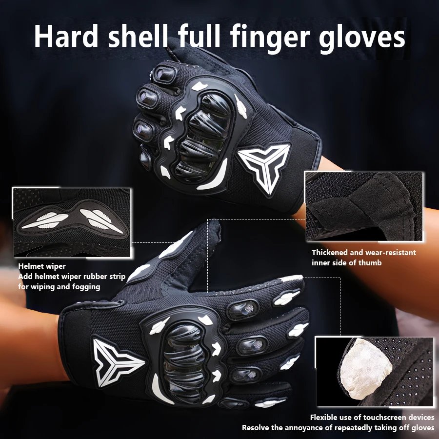 Summer Breathable Full-Finger Motorcycle Gloves Non-Slip Wear-Resistant Off-Road Motorcycle Gloves Touchscreen Motorcycle Gloves