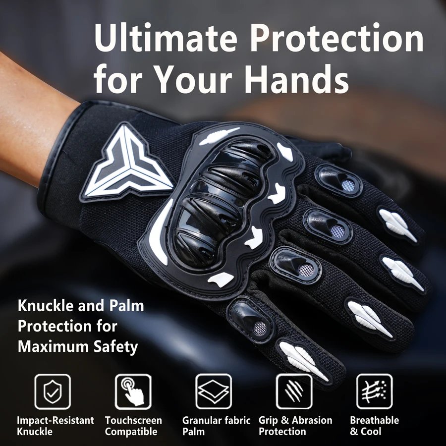 Summer Breathable Full-Finger Motorcycle Gloves Non-Slip Wear-Resistant Off-Road Motorcycle Gloves Touchscreen Motorcycle Gloves