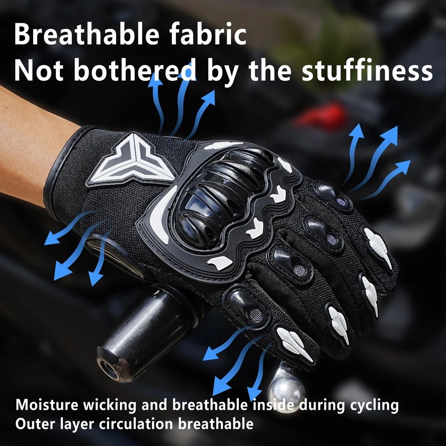 Summer Breathable Full-Finger Motorcycle Gloves Non-Slip Wear-Resistant Off-Road Motorcycle Gloves Touchscreen Motorcycle Gloves