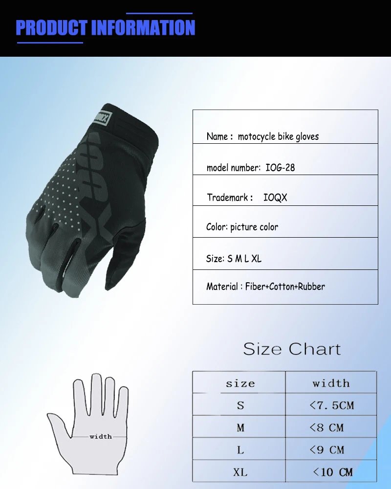 IOQX Cycling Motorcycle MX Racing Mountain Road Bicycle Mtb MBX ATV Non-slip Breathable Gloves IOQX Cycling Motorcycle MX Racing Mountain Road Bicycle Mtb MBX ATV Non-slip Breathable Gloves