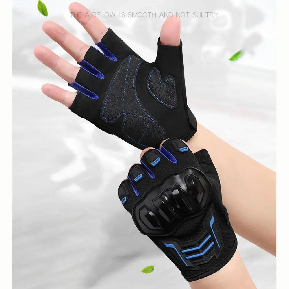 Motorcycle Gloves Men's Women Motorbike Riding Gloves Protective Gear Summer Half Finger Guantes Moto Black Protective Gear