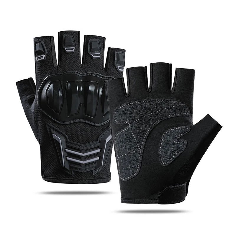 Motorcycle Gloves Men's Women Motorbike Riding Gloves Protective Gear Summer Half Finger Guantes Moto Black Protective Gear