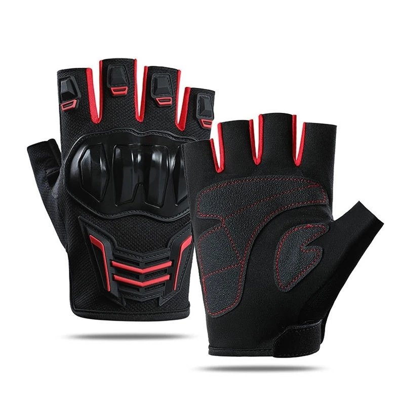Motorcycle Gloves Men's Women Motorbike Riding Gloves Protective Gear Summer Half Finger Guantes Moto Black Protective Gear