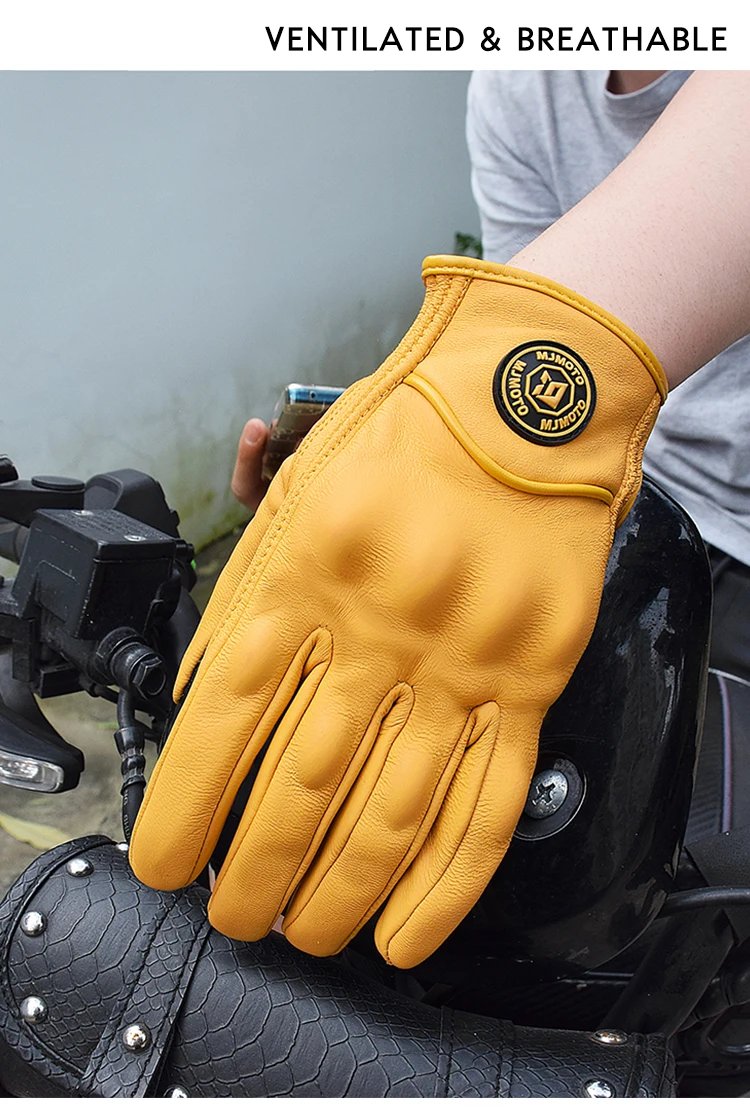 Classic Retro Leather Motorcycle Gloves Summer Wear-Resistant Anti-Slip Men Women Mountain Bike Moto Biker Bicycle Accessories Classic Retro Leather Motorcycle Gloves Summer Wear-Resistant Anti-Slip Men Women Mountain Bike Moto Biker Bicycle Accessories