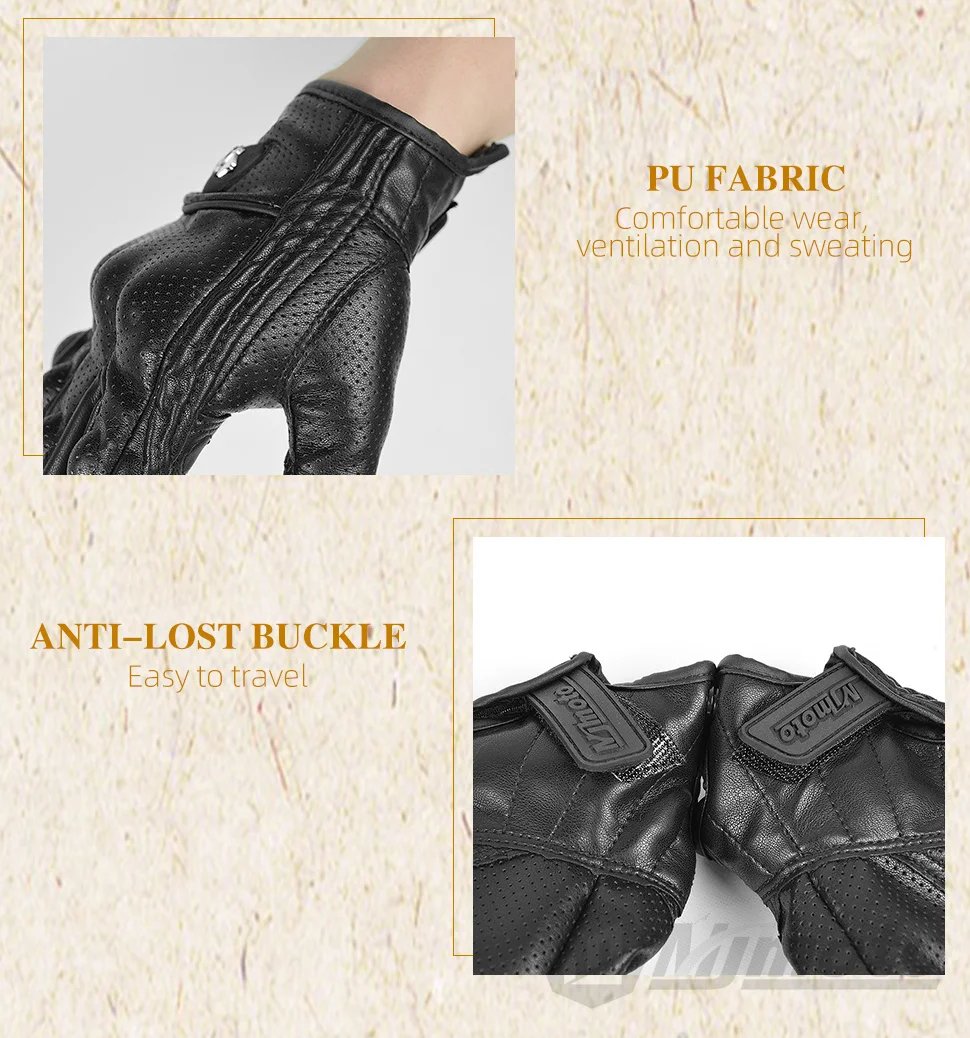 Classic Retro Leather Motorcycle Gloves Summer Wear-Resistant Anti-Slip Men Women Mountain Bike Moto Biker Bicycle Accessories Classic Retro Leather Motorcycle Gloves Summer Wear-Resistant Anti-Slip Men Women Mountain Bike Moto Biker Bicycle Accessories