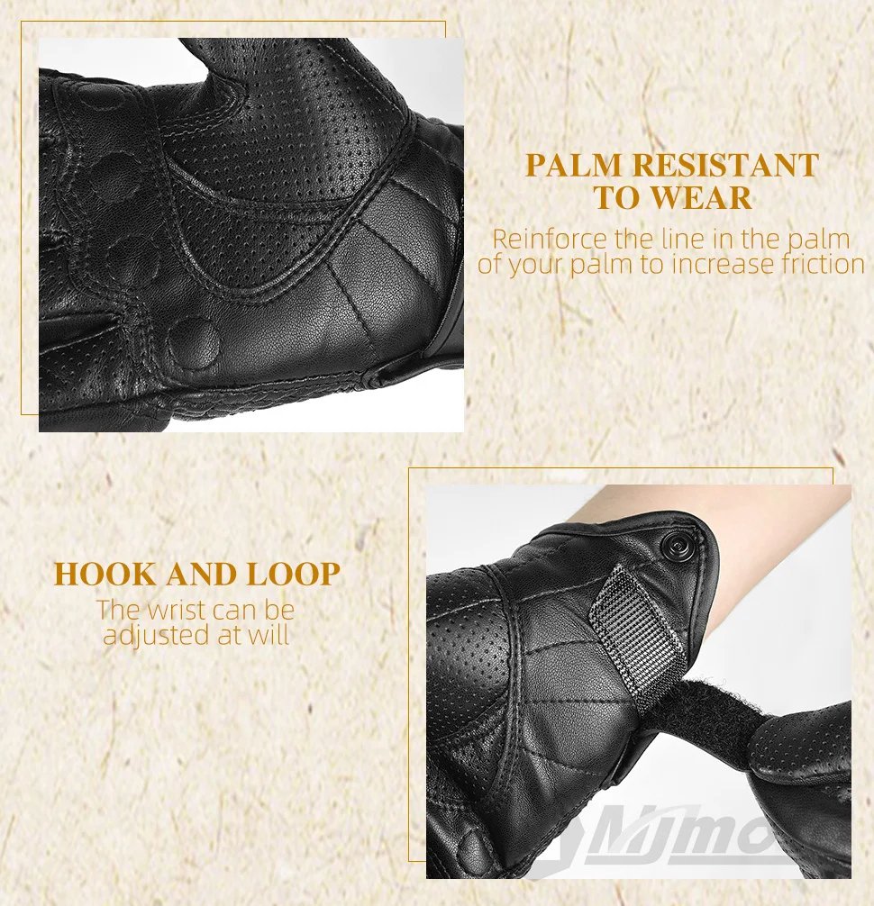 Classic Retro Leather Motorcycle Gloves Summer Wear-Resistant Anti-Slip Men Women Mountain Bike Moto Biker Bicycle Accessories Classic Retro Leather Motorcycle Gloves Summer Wear-Resistant Anti-Slip Men Women Mountain Bike Moto Biker Bicycle Accessories
