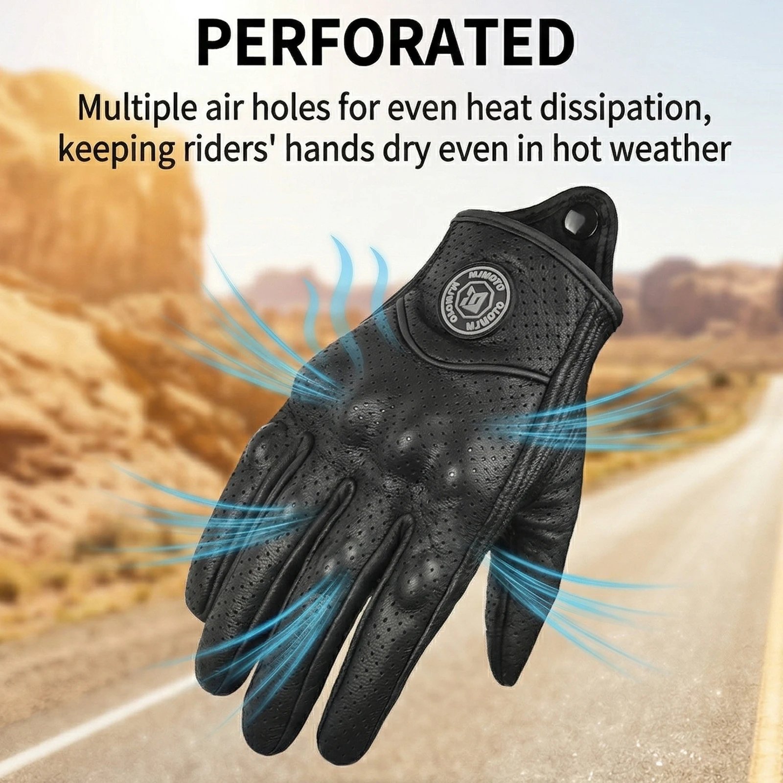 Classic Retro Leather Motorcycle Gloves Summer Wear-Resistant Anti-Slip Men Women Mountain Bike Moto Biker Bicycle Accessories