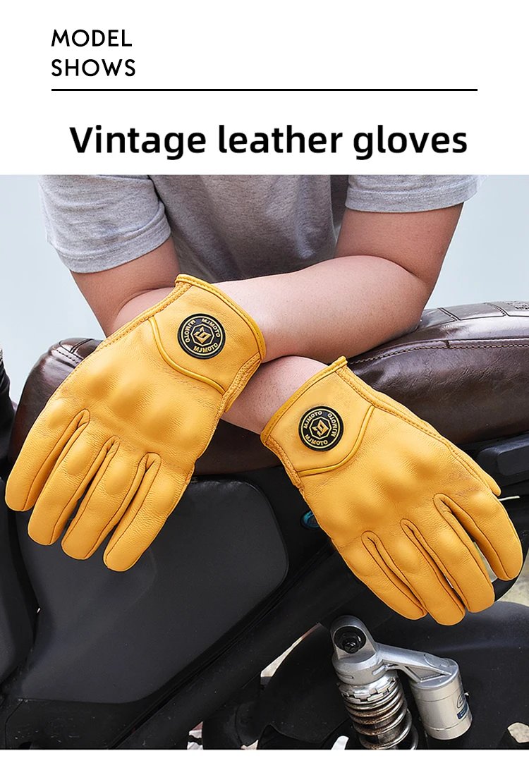 Classic Retro Leather Motorcycle Gloves Summer Wear-Resistant Anti-Slip Men Women Mountain Bike Moto Biker Bicycle Accessories Classic Retro Leather Motorcycle Gloves Summer Wear-Resistant Anti-Slip Men Women Mountain Bike Moto Biker Bicycle Accessories