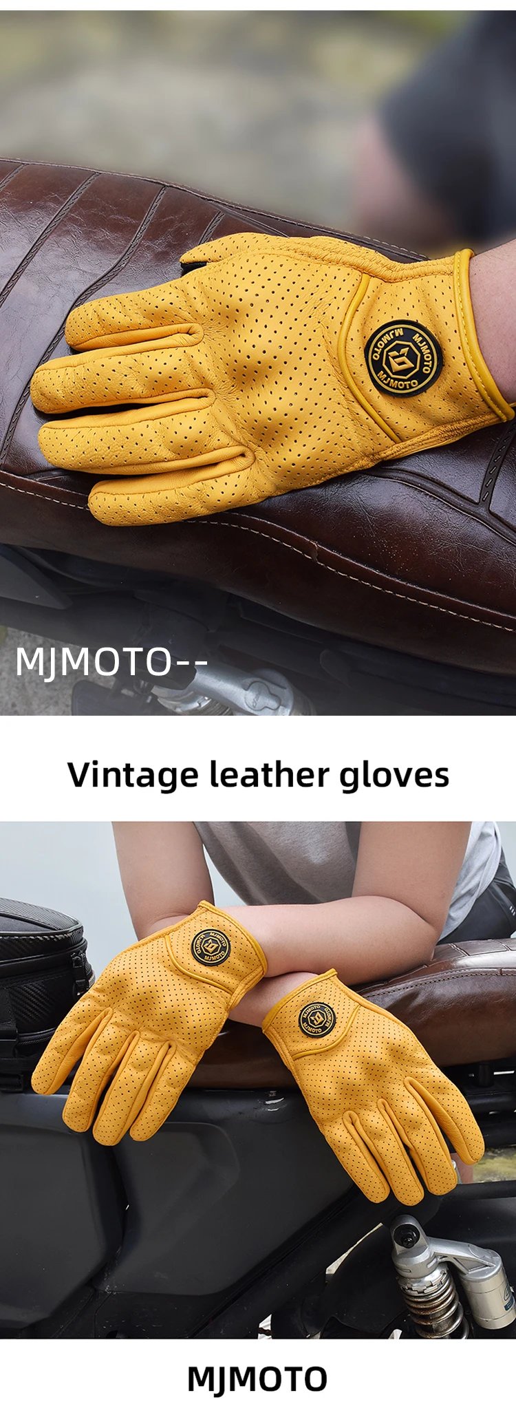 Classic Retro Leather Motorcycle Gloves Summer Wear-Resistant Anti-Slip Men Women Mountain Bike Moto Biker Bicycle Accessories Classic Retro Leather Motorcycle Gloves Summer Wear-Resistant Anti-Slip Men Women Mountain Bike Moto Biker Bicycle Accessories