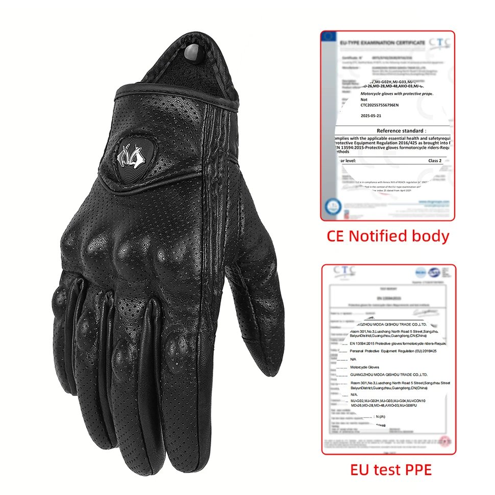 Classic Retro Leather Motorcycle Gloves Summer Wear-Resistant Anti-Slip Men Women Mountain Bike Moto Biker Bicycle Accessories Classic Retro Leather Motorcycle Gloves Summer Wear-Resistant Anti-Slip Men Women Mountain Bike Moto Biker Bicycle Accessories
