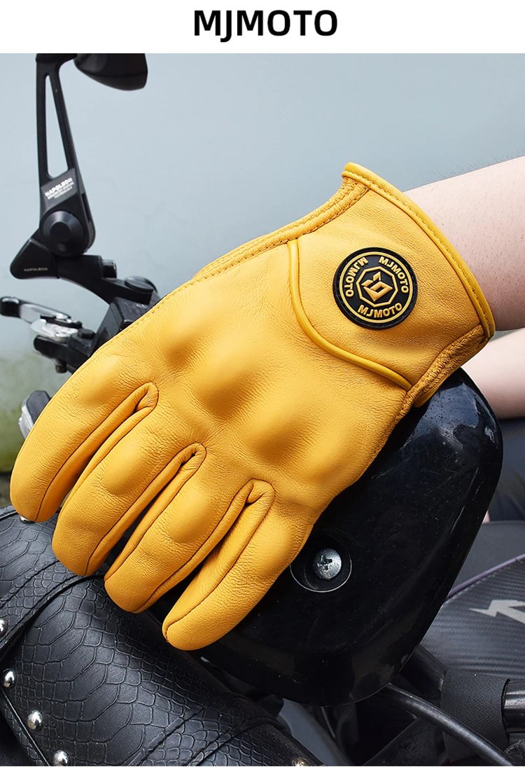 Classic Retro Leather Motorcycle Gloves Summer Wear-Resistant Anti-Slip Men Women Mountain Bike Moto Biker Bicycle Accessories Classic Retro Leather Motorcycle Gloves Summer Wear-Resistant Anti-Slip Men Women Mountain Bike Moto Biker Bicycle Accessories
