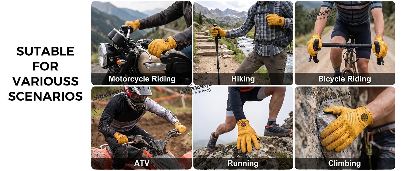 Classic Retro Leather Motorcycle Gloves Summer Wear-Resistant Anti-Slip Men Women Mountain Bike Moto Biker Bicycle Accessories Classic Retro Leather Motorcycle Gloves Summer Wear-Resistant Anti-Slip Men Women Mountain Bike Moto Biker Bicycle Accessories