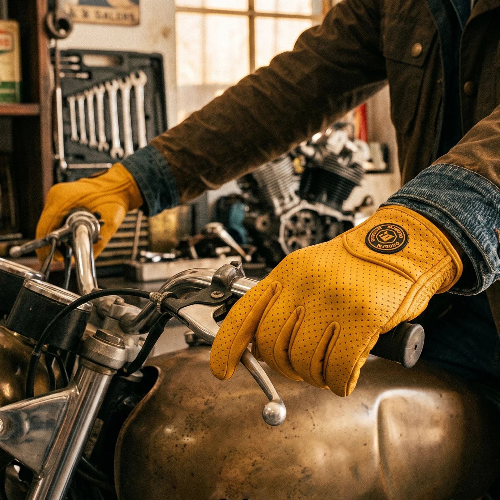 Classic Retro Leather Motorcycle Gloves Summer Wear-Resistant Anti-Slip Men Women Mountain Bike Moto Biker Bicycle Accessories Classic Retro Leather Motorcycle Gloves Summer Wear-Resistant Anti-Slip Men Women Mountain Bike Moto Biker Bicycle Accessories