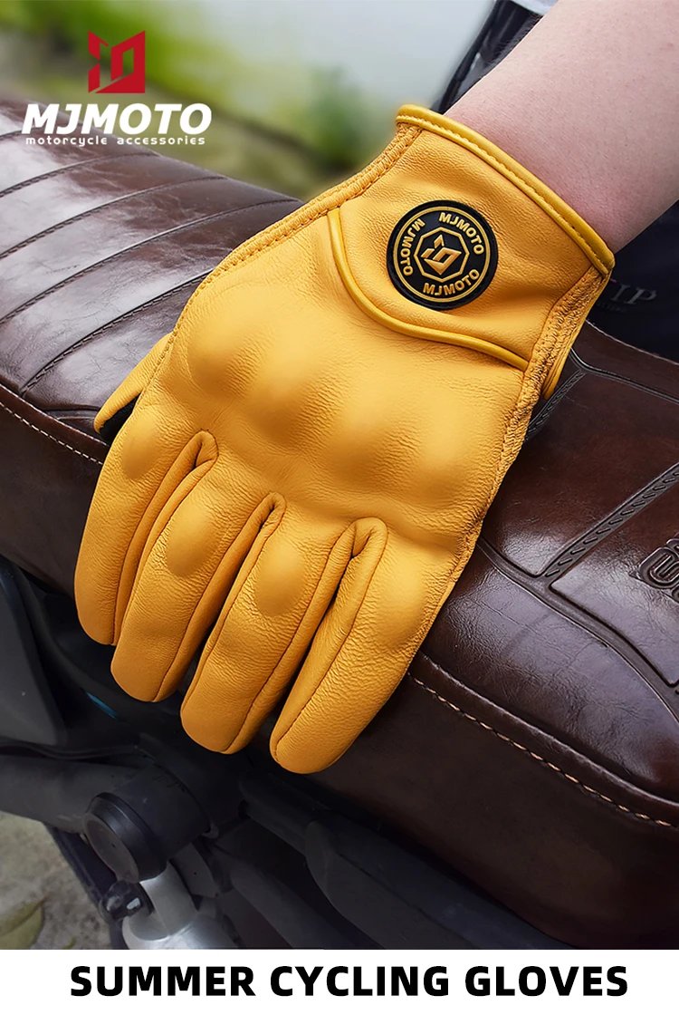 Classic Retro Leather Motorcycle Gloves Summer Wear-Resistant Anti-Slip Men Women Mountain Bike Moto Biker Bicycle Accessories Classic Retro Leather Motorcycle Gloves Summer Wear-Resistant Anti-Slip Men Women Mountain Bike Moto Biker Bicycle Accessories