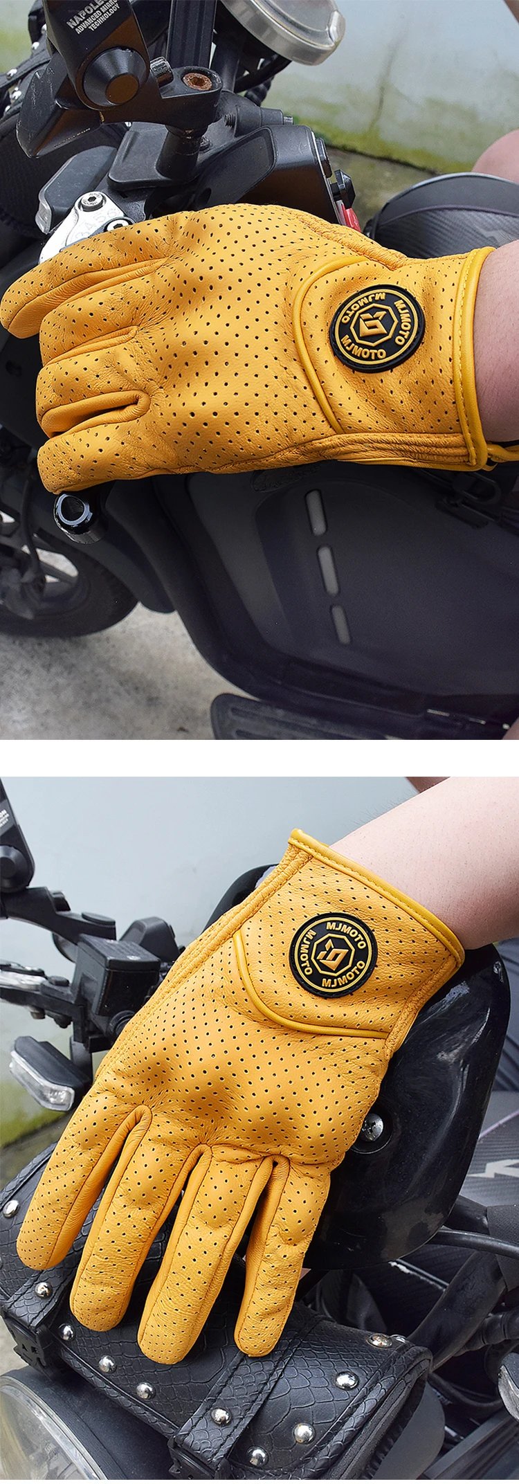 Classic Retro Leather Motorcycle Gloves Summer Wear-Resistant Anti-Slip Men Women Mountain Bike Moto Biker Bicycle Accessories Classic Retro Leather Motorcycle Gloves Summer Wear-Resistant Anti-Slip Men Women Mountain Bike Moto Biker Bicycle Accessories
