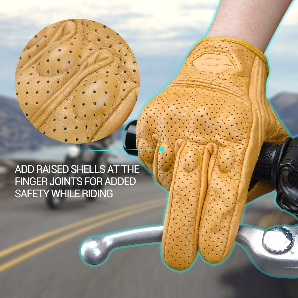 Leather Motorcycle Gloves Summer Breathable Mesh Moto Gloves Touch Function Motorbike Gloves Motocross Off-Road Racing Gloves