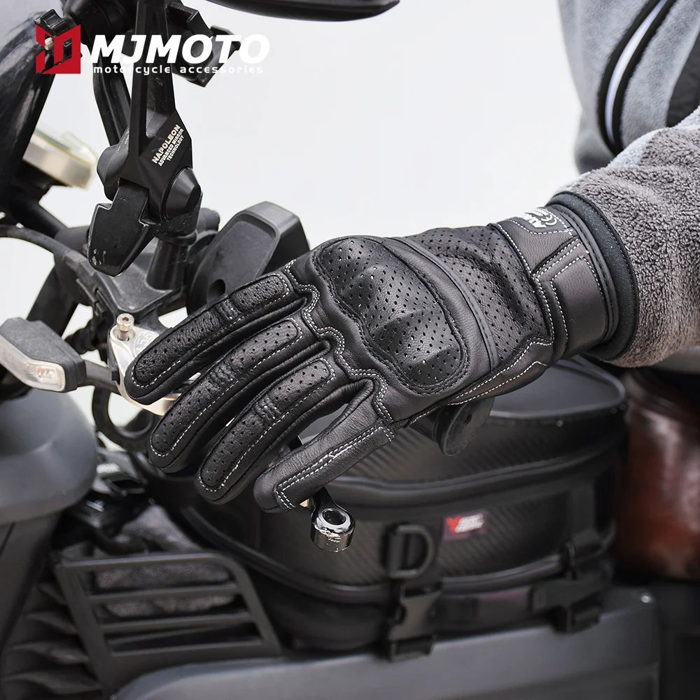 With CE Approved Summer Retro Perforated Leather Motorcycle Gloves Men Women Full Finger Motocross Dirt Biker Glove Guantes Moto With CE Approved Summer Retro Perforated Leather Motorcycle Gloves Men Women Full Finger Motocross Dirt Biker Glove Guantes Moto