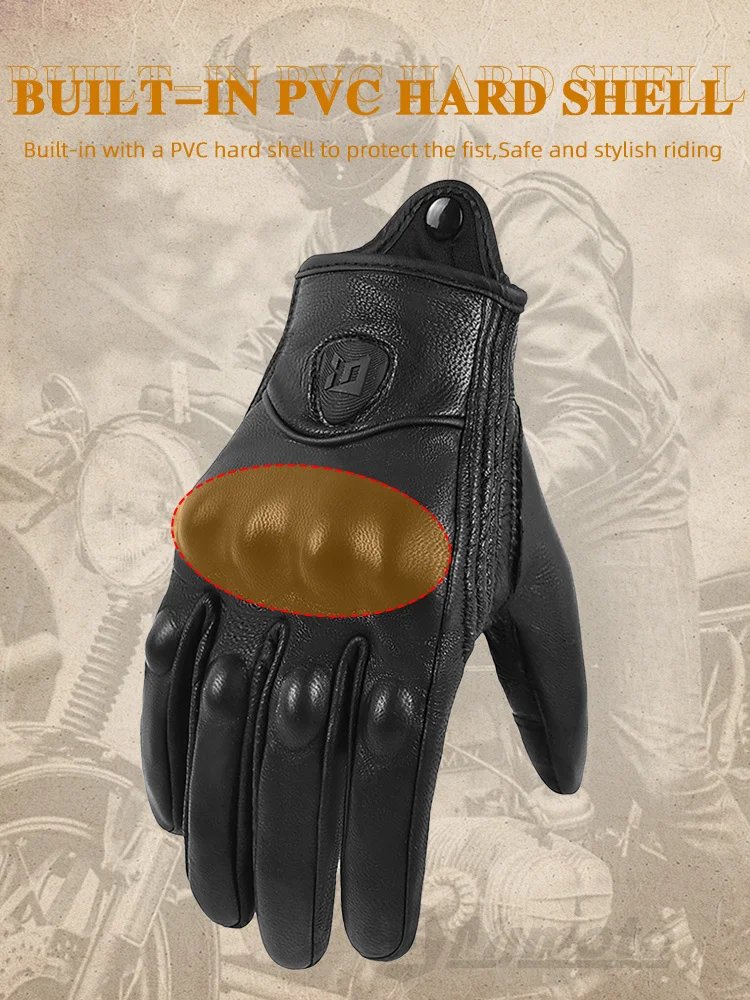 With CE Approved Summer Retro Perforated Leather Motorcycle Gloves Men Women Full Finger Motocross Dirt Biker Glove Guantes Moto With CE Approved Summer Retro Perforated Leather Motorcycle Gloves Men Women Full Finger Motocross Dirt Biker Glove Guantes Moto