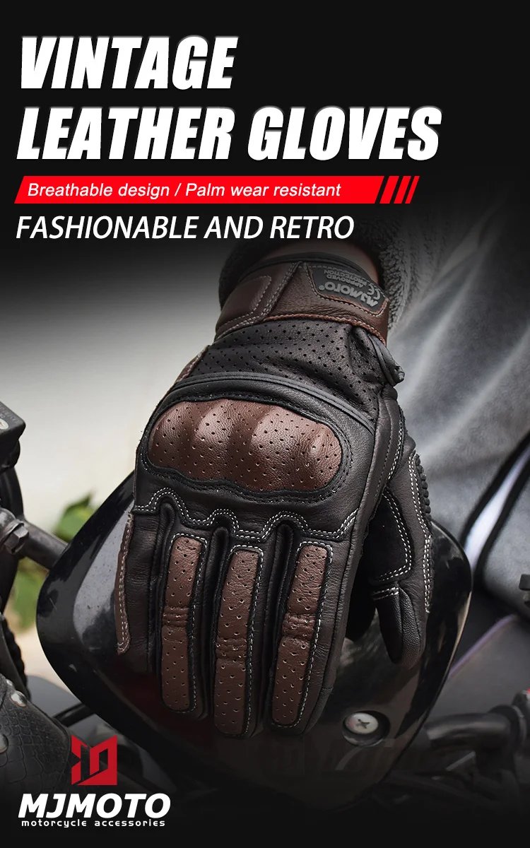 With CE Approved Summer Retro Perforated Leather Motorcycle Gloves Men Women Full Finger Motocross Dirt Biker Glove Guantes Moto With CE Approved Summer Retro Perforated Leather Motorcycle Gloves Men Women Full Finger Motocross Dirt Biker Glove Guantes Moto