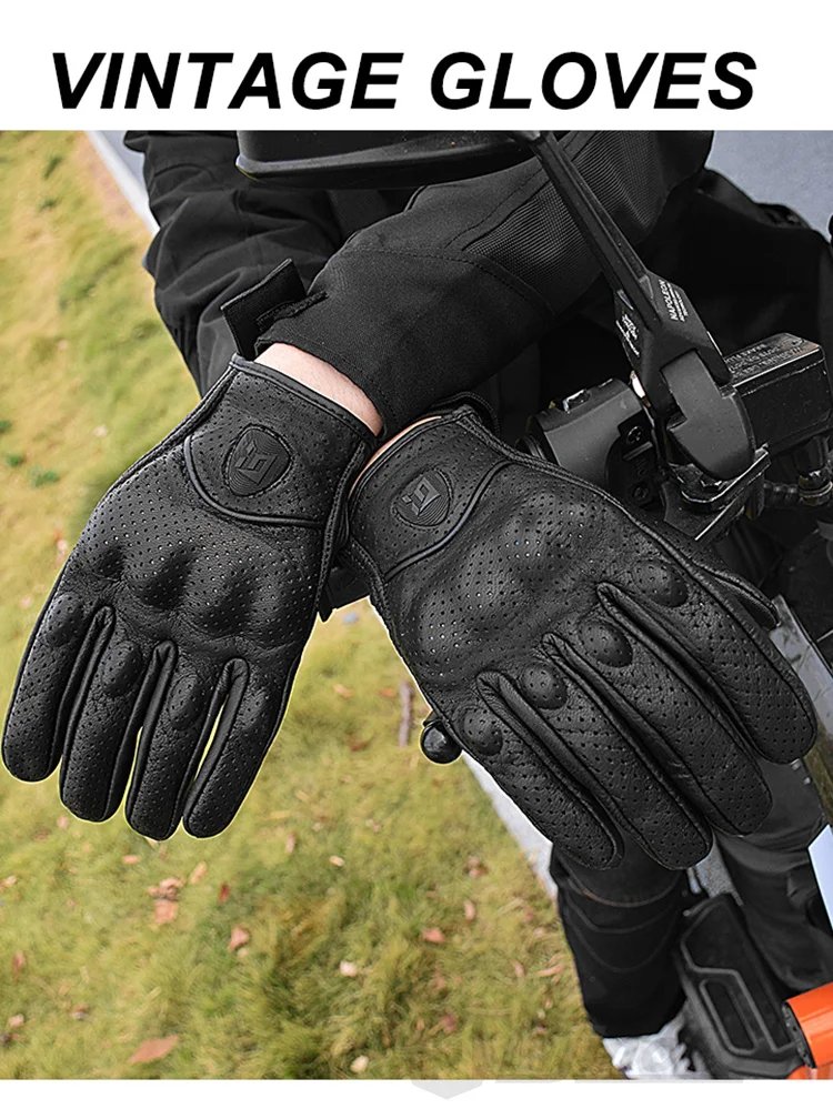 With CE Approved Summer Retro Perforated Leather Motorcycle Gloves Men Women Full Finger Motocross Dirt Biker Glove Guantes Moto With CE Approved Summer Retro Perforated Leather Motorcycle Gloves Men Women Full Finger Motocross Dirt Biker Glove Guantes Moto