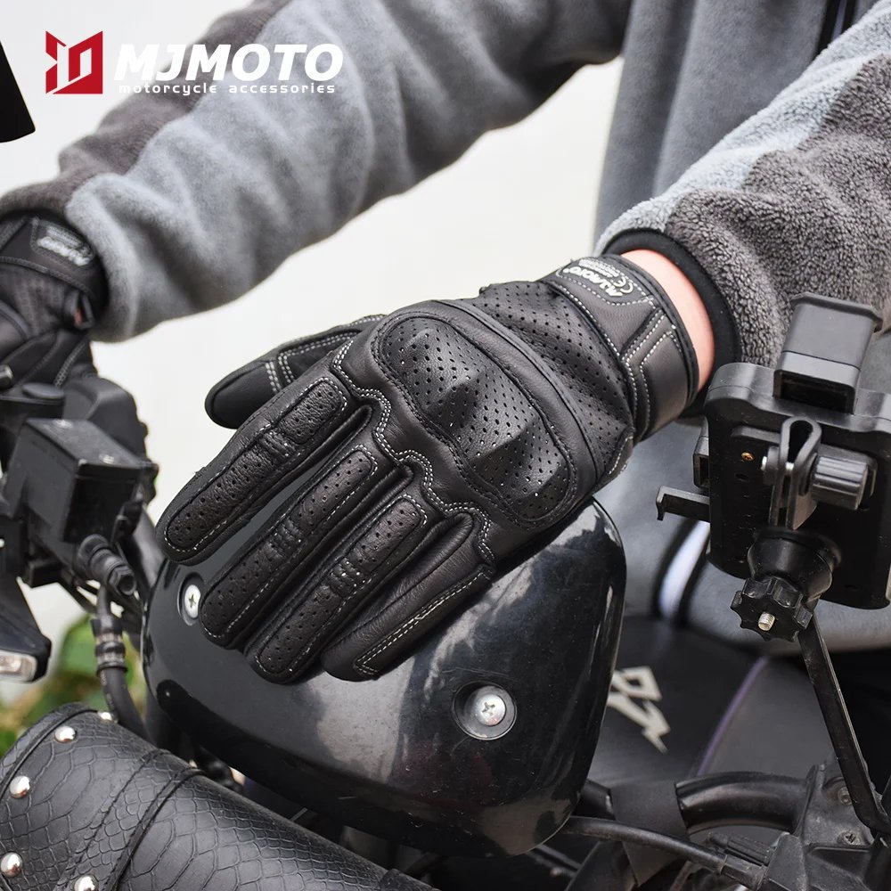With CE Approved Summer Retro Perforated Leather Motorcycle Gloves Men Women Full Finger Motocross Dirt Biker Glove Guantes Moto With CE Approved Summer Retro Perforated Leather Motorcycle Gloves Men Women Full Finger Motocross Dirt Biker Glove Guantes Moto