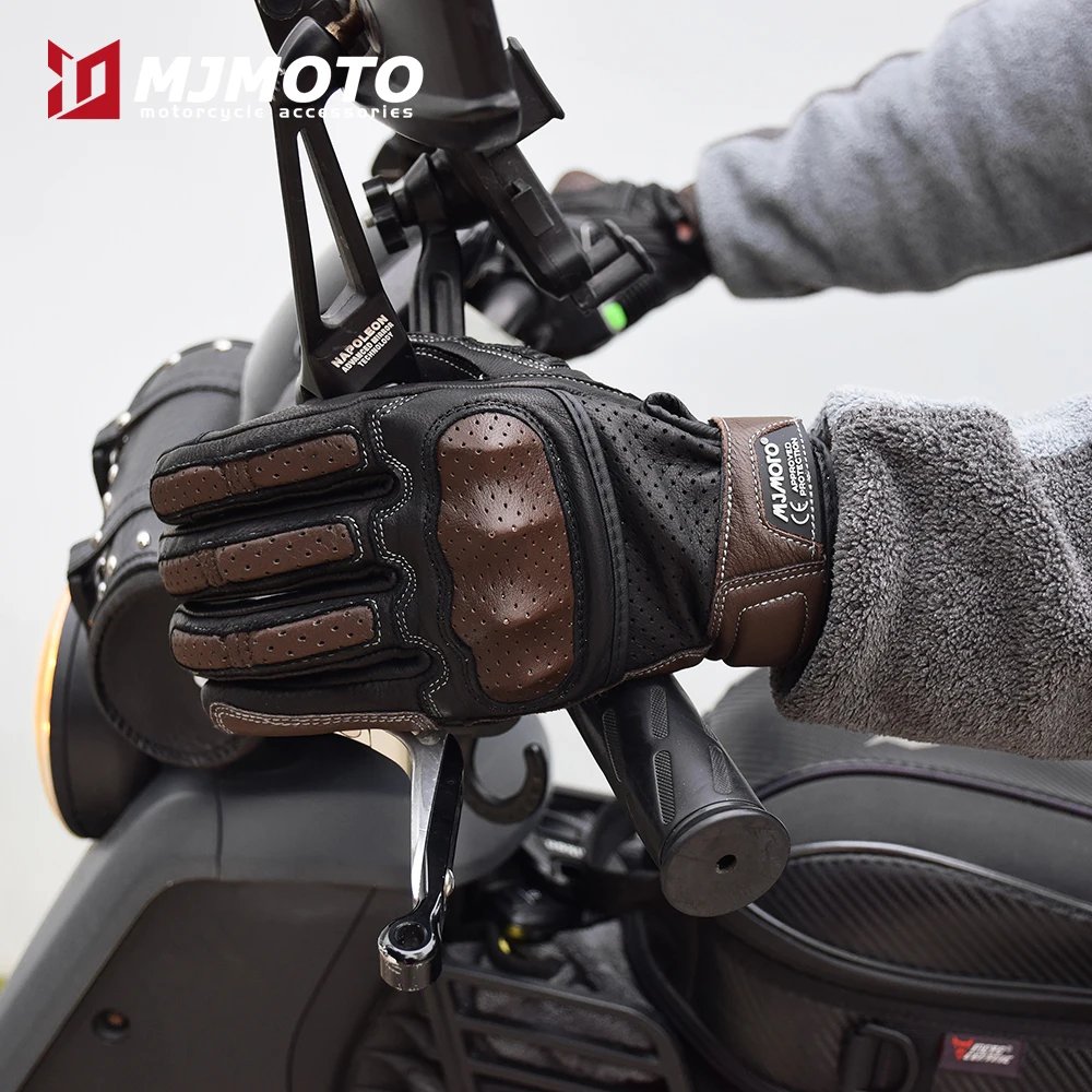 With CE Approved Summer Retro Perforated Leather Motorcycle Gloves Men Women Full Finger Motocross Dirt Biker Glove Guantes Moto With CE Approved Summer Retro Perforated Leather Motorcycle Gloves Men Women Full Finger Motocross Dirt Biker Glove Guantes Moto