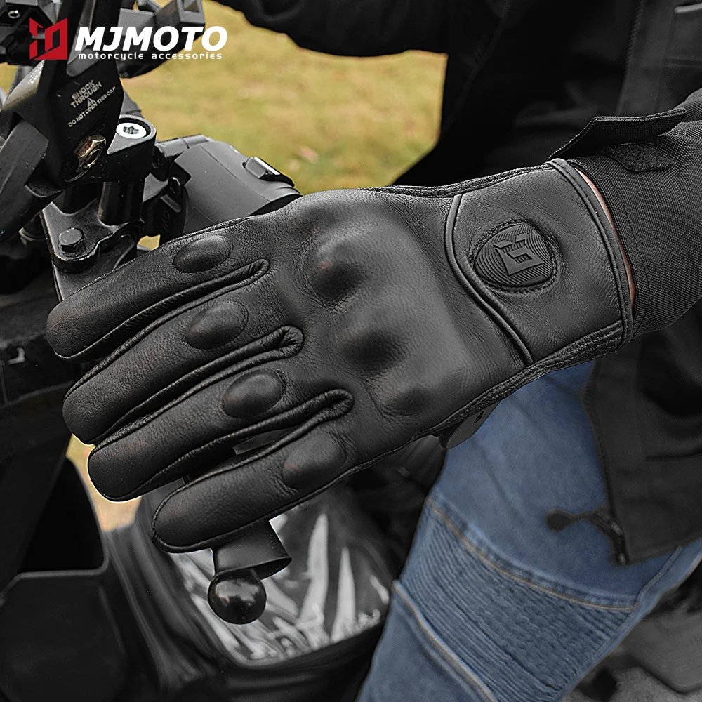 With CE Approved Summer Retro Perforated Leather Motorcycle Gloves Men Women Full Finger Motocross Dirt Biker Glove Guantes Moto With CE Approved Summer Retro Perforated Leather Motorcycle Gloves Men Women Full Finger Motocross Dirt Biker Glove Guantes Moto