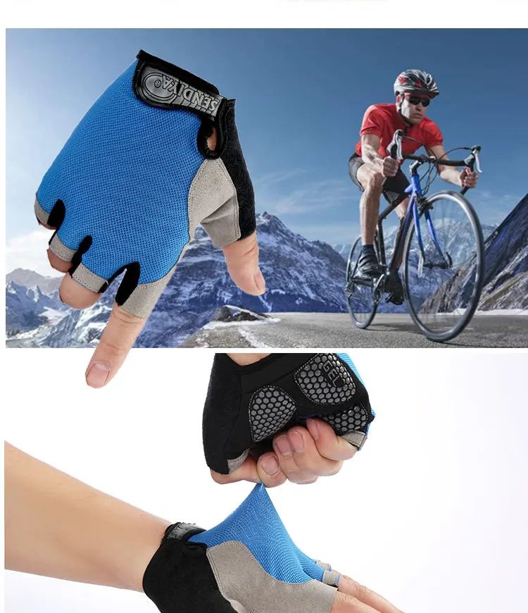 Motorcycle Anti Slip Shock Breathable Half Finger Gloves Cycling Gloves Breathable Fitness Exercise Sports Camping hiking gloves