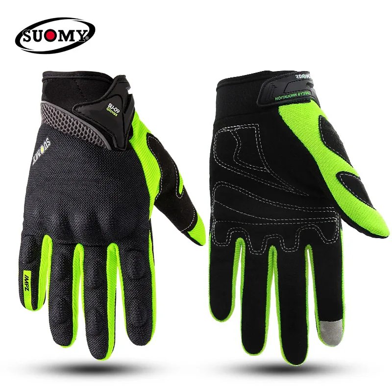 SUOMY Breathable Racing Gloves Motorcycle Full Finger Gloves Motocross Motorbike Breath Mesh Touch Screen Racing Cycling Gloves