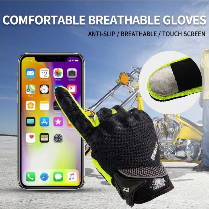 SUOMY Breathable Racing Gloves Motorcycle Full Finger Gloves Motocross Motorbike Breath Mesh Touch Screen Racing Cycling Gloves