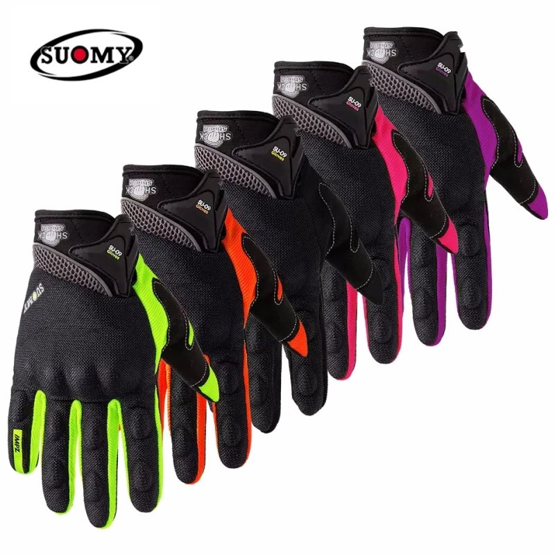 SUOMY Breathable Racing Gloves Motorcycle Full Finger Gloves Motocross Motorbike Breath Mesh Touch Screen Racing Cycling Gloves