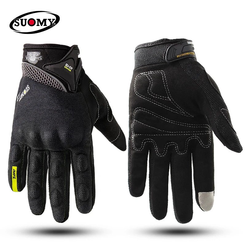 SUOMY Breathable Racing Gloves Motorcycle Full Finger Gloves Motocross Motorbike Breath Mesh Touch Screen Racing Cycling Gloves