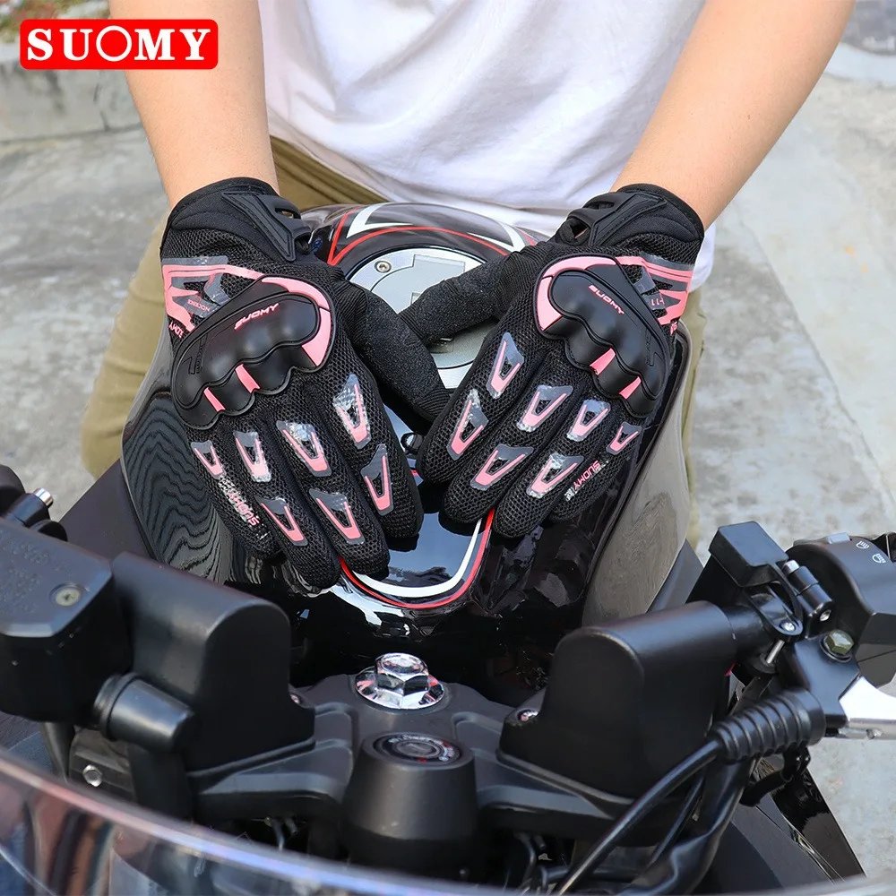 Suomy Motorcycle Gloves Touch Screen Breathable Racing Gloves Summer Mesh for Men Women Motard