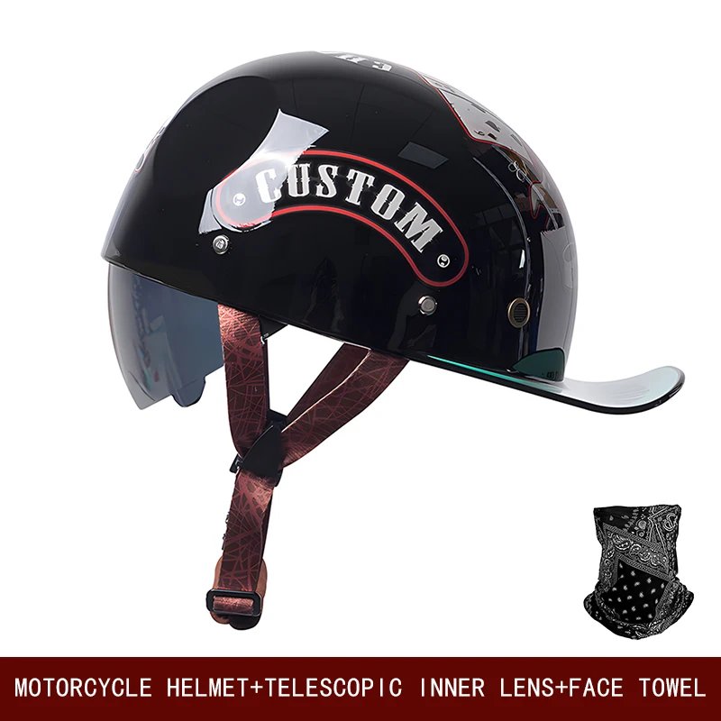 Motorcycle retro helmet universal cruise skateboard bike semi-helmet motorcycle new national standard summer