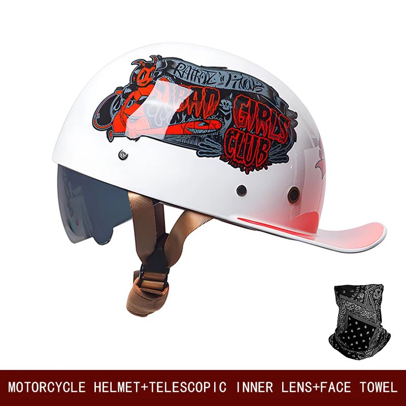 Motorcycle retro helmet universal cruise skateboard bike semi-helmet motorcycle new national standard summer