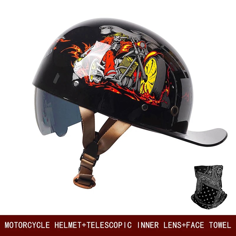 Motorcycle retro helmet universal cruise skateboard bike semi-helmet motorcycle new national standard summer