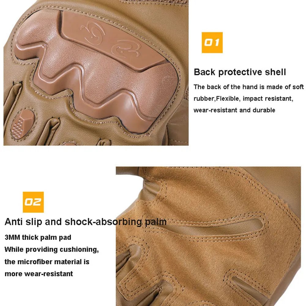 Vintage PU Leather Motorcycle Gloves Men's Motorbike Riding Touch Screen Moto Motocross Racing Biker Gloves Protective Gear