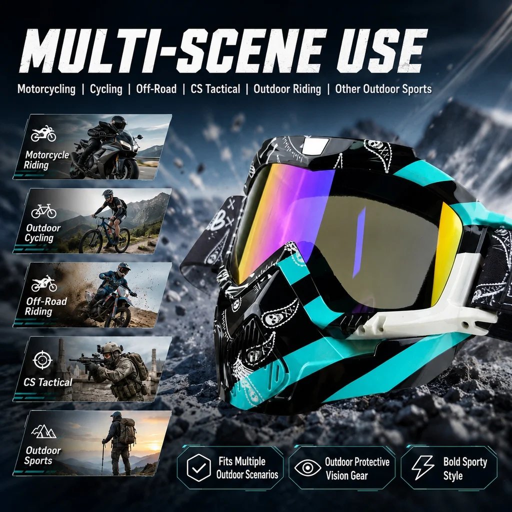 Full Face Motocross Goggles with UV400 Protection HD Clarity TPU Frame Motorcycle Windshield Off-Road ATV Racing Goggles Full Face Motocross Goggles with UV400 Protection HD Clarity TPU Frame Motorcycle Windshield Off-Road ATV Racing Goggles