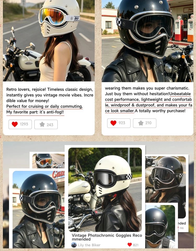 Vintage Motorcycle Glasses Polarized for Small Helmet Anti-fog Motorcycle Riding Goggles Photochromic UV400 Dirt Bike Eyewear Vintage Motorcycle Glasses Polarized for Small Helmet Anti-fog Motorcycle Riding Goggles Photochromic UV400 Dirt Bike Eyewear